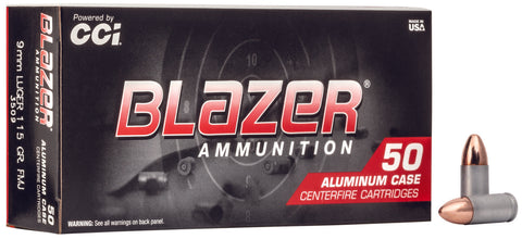 CCI 3509 Blazer Handgun 9mmLuger 115gr Full Metal Jacket 50 Per Box