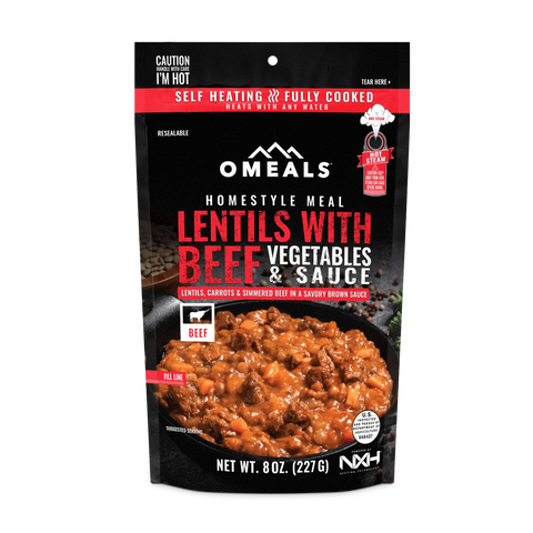 OMEALS® LENTILS WITH BEEF -   RJC  OUTDOORS  & LOTS MORE