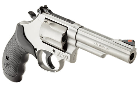 Smith & Wesson 162069 Model 69 44 Rem Mag or 44 S&W Spl Stainless Steel 4.25" 2 Piece Barrel & 5rd Cylinder, Matte Stainless Steel L-Frame, Full Stop Strap & Barrel Serration, Internal Lock